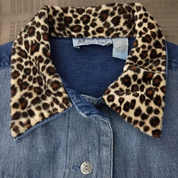 Marisol Y2K Two-Tone Demin Leopard Animal Print Jean Vest Small Boho Urban Chic - Picture 11 of 11